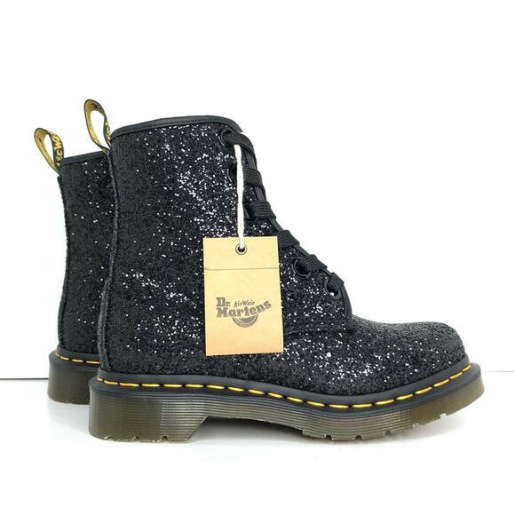 NEW Dr Martens Black Chunky Glitter 1460 Farrah Lace Up Boots Women’s 5 Shoes - Picture 2 of 11